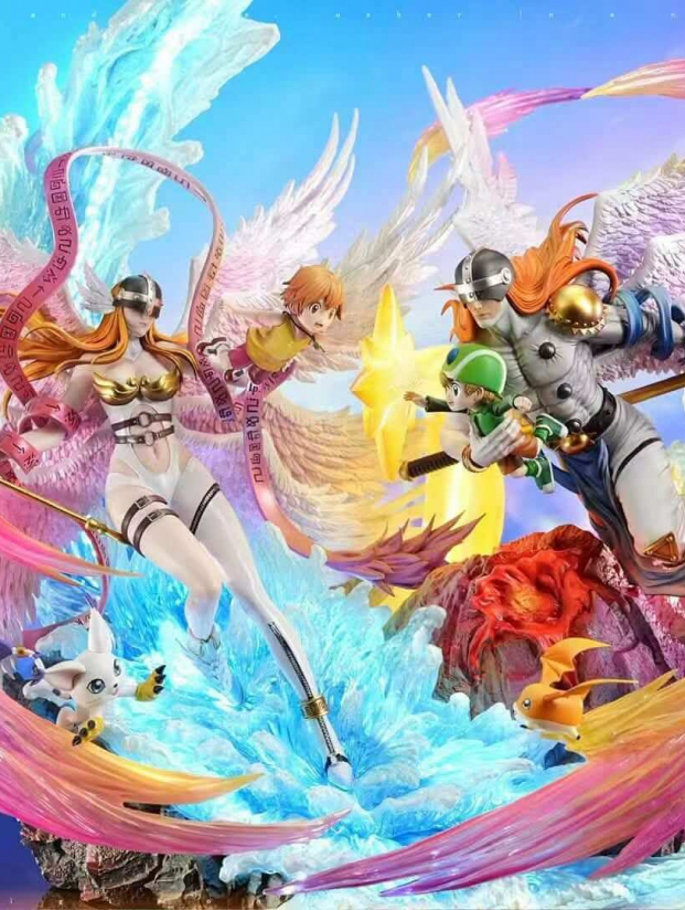 Mô hình Super Hero x Flash Art x Fantasy Zone Maker Studio - Angewomon x Angemon x Yagami Hikari x Takaishi Takeru x Tailmon x Patamon